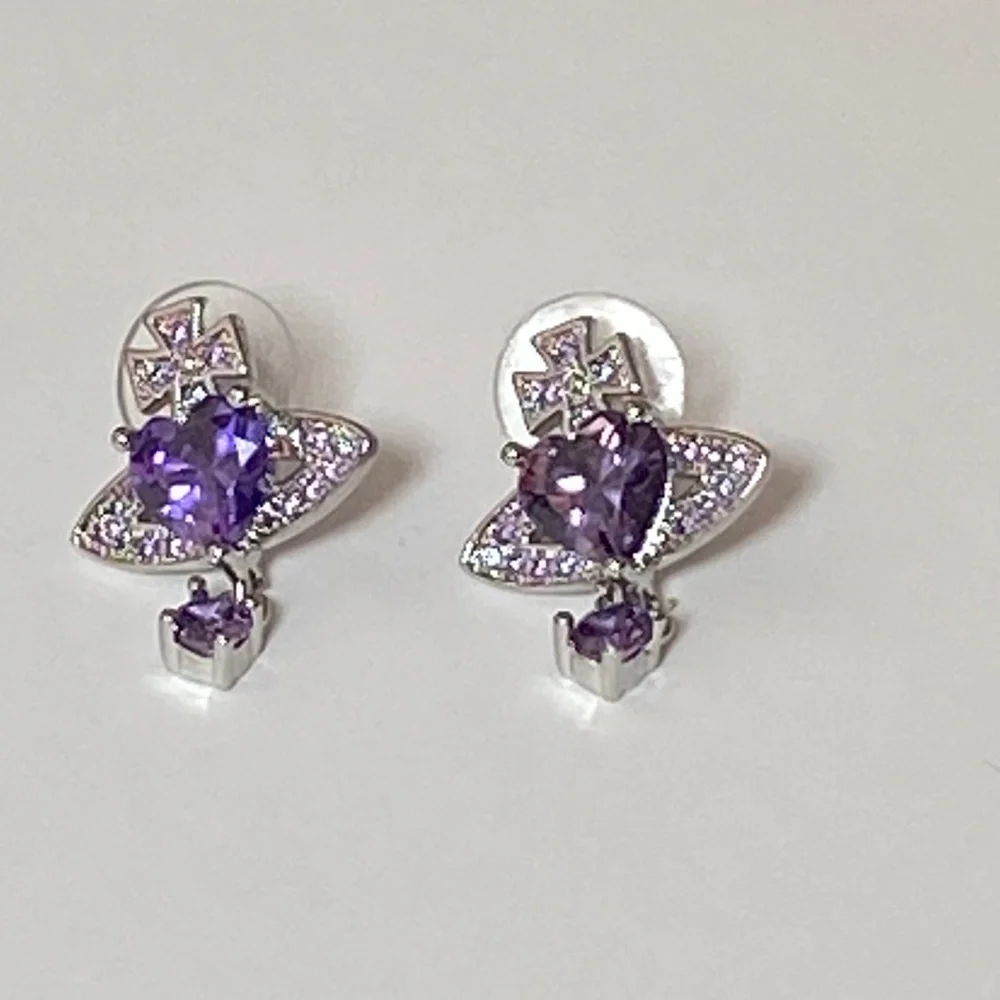Orb Crystal Heart Earrings